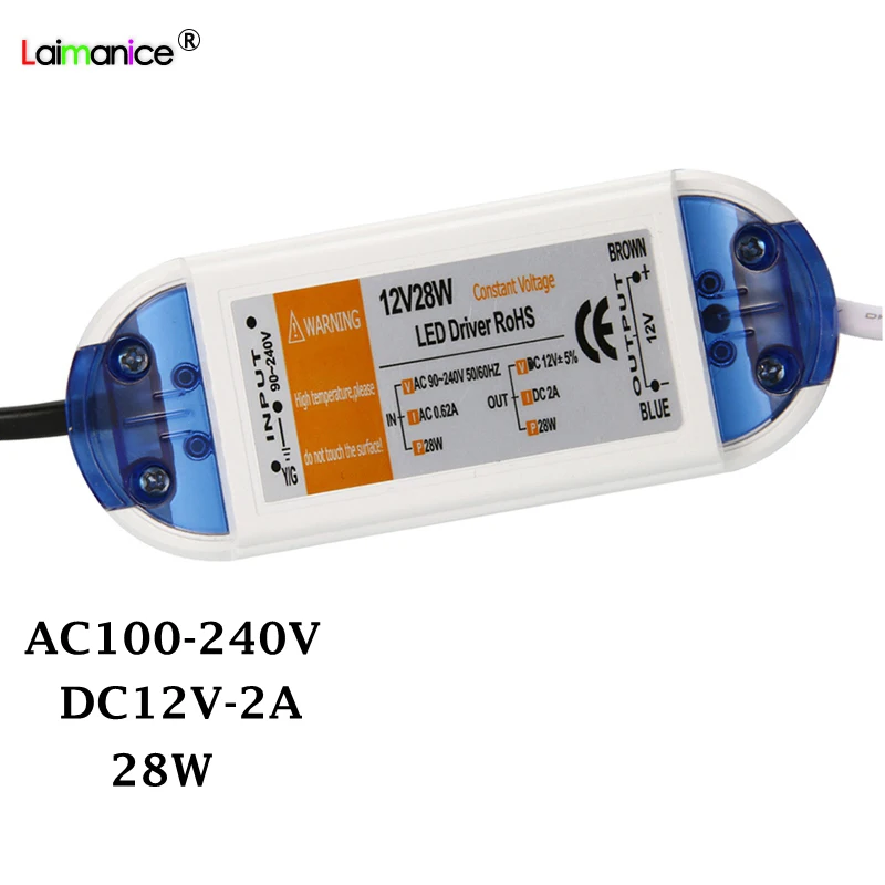 Трансформаторы освещения DC12V 18W 28W 48W 72W 100W адаптер питания драйвера для 5050 5630 Светодиодные полосы света Точечный светильник, лампочка