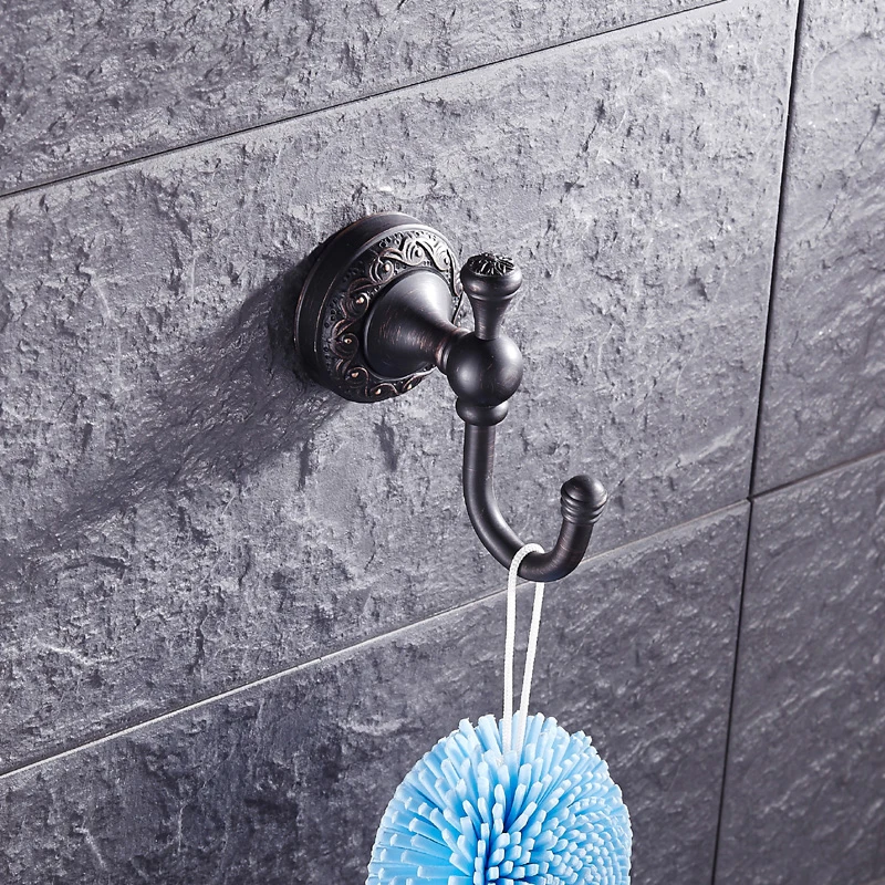 1 Hook copper oil rubed bronze robe hook black, European brass wall