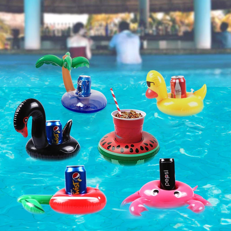 インフレータブルカップホルダー水泳プールアクセサリードリンクフローティングフラミンゴドーナツプールフロート水泳リングパーティーおもちゃビーチバーミニ Swimming Rings Aliexpress
