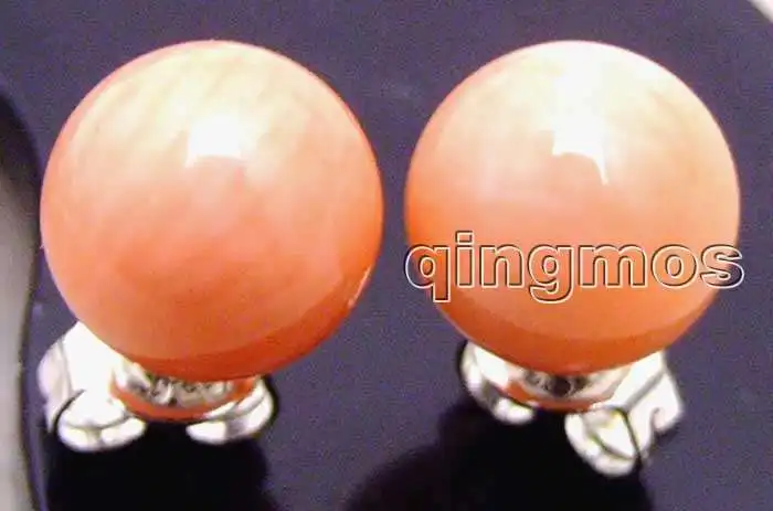 Распродажа розовый маленький 7-8 мм Круглый Натуральный Коралл серьги со Стерлинговое Серебро 925 stud-ear415 оптом/в розницу