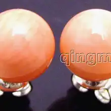 Распродажа розовый маленький 7-8 мм Круглый Натуральный Коралл серьги со Стерлинговое Серебро 925 stud-ear415 оптом/в розницу