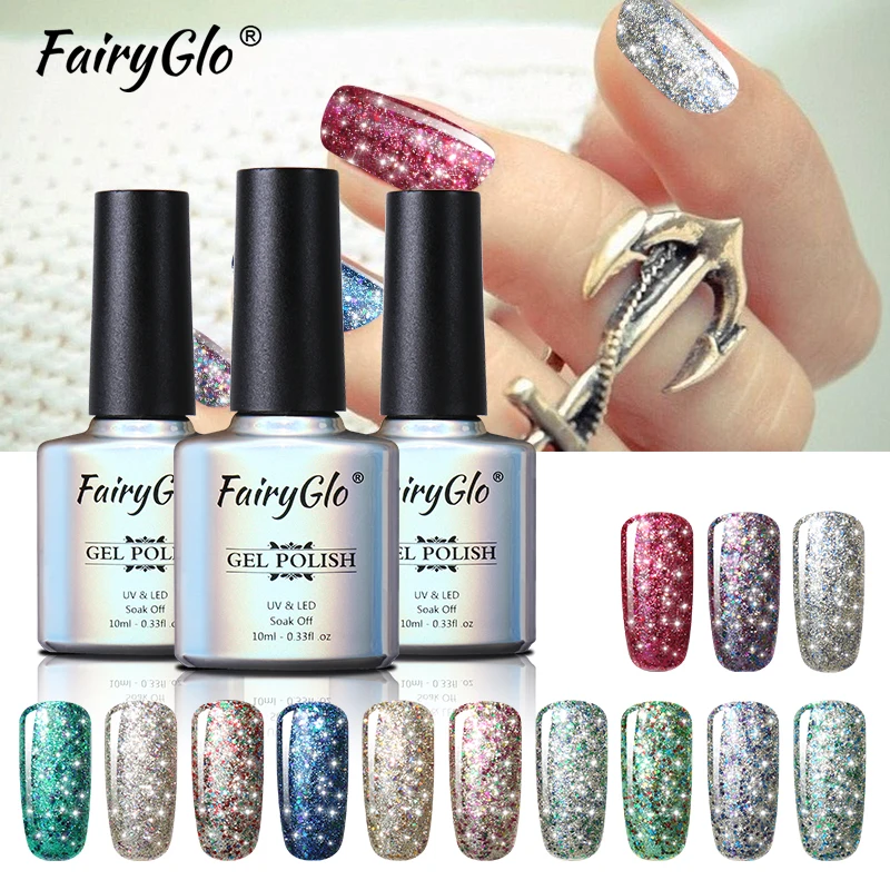 

FairyGlo 30pcs Nail Gel Polish Set Starry Bling Gillter UV Gel Nail Polish Kits Soak Off Stamping Semi Permanent Nail Art Kit