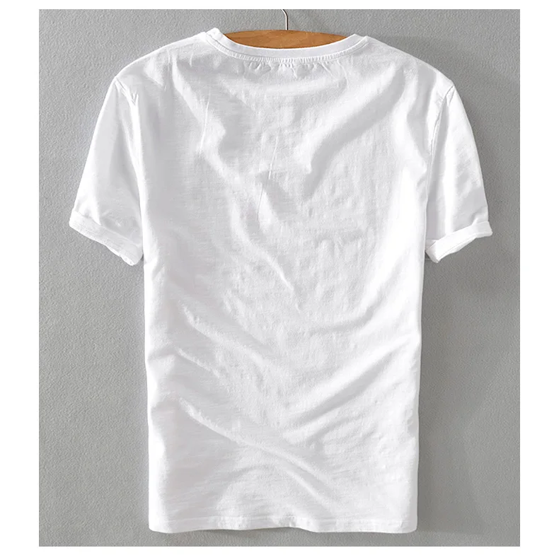 Тренд, летняя мужская футболка с коротким рукавом, льняные белые модные свободные футболки, футболка с вышивкой, Мужская футболка с вышивкой, camiseta M-3XL