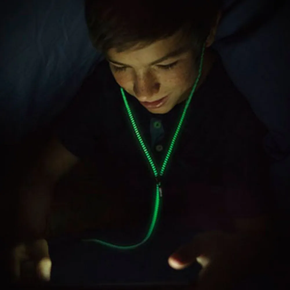 Luminous Light Metal Zipper Ear Phones 