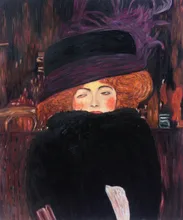 Museum Quality Gustav Klimt’s Oil Painting Reproductions – Lady with Hat and Feather Boa Woman Portrait Painting on Canvas