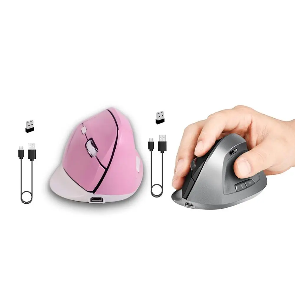 

2.4G Optical Mouse Ergonomic Vertical Charging Wireless Vertical Mouse Office Home Computer Accessories black&gray