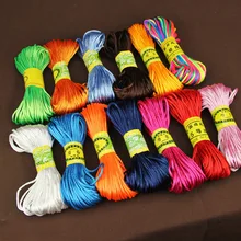 20 metros 2MM hilo de Nylon suave satén chino nudo macramé cordón pulsera trenzado DIY borlas rebordear hilo de cuerda