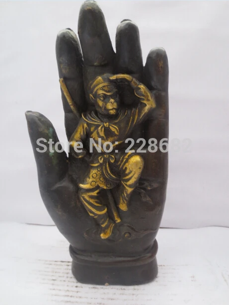 

Metal Crafts Home Decoration Craft Chinese old copper/bronze carved Gold gilt Monkey King in Buddha hand sculpture/Monkey Statue