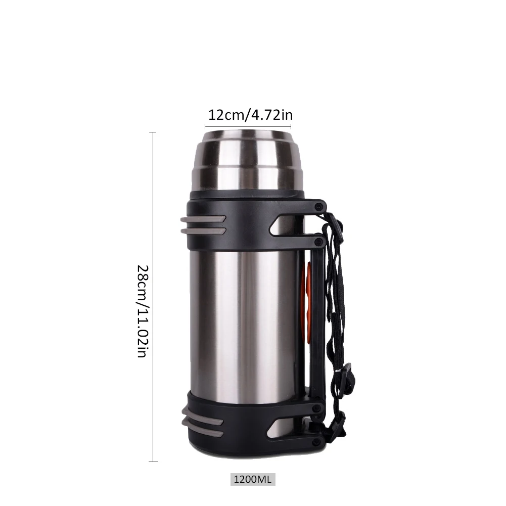 Vacuum Flask Double Wall Stainless Steel Thermos Insulated Sports Water Bottle Mug Cup Portable Stainless Steel Sports Bottle - Цвет: 1200ml