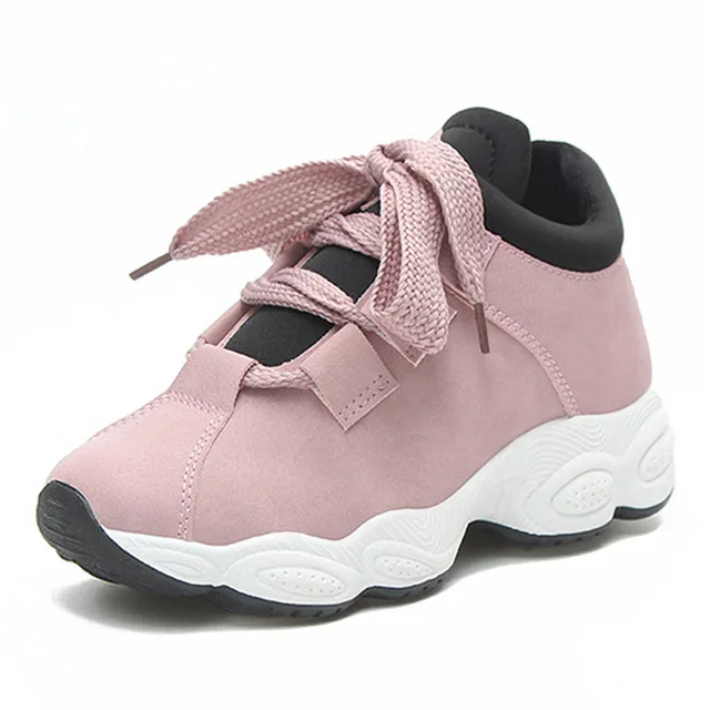 

2019 New Platform Sneakers Women Pig Suede Spring Comfortable Casual Shoes Woman Traniers shoes Zapatos De Mujerdropship