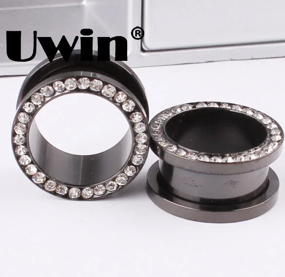 1Pair Stainless Steel Metal Ear Flesh Tunnel Plug Double Flare Tunnels