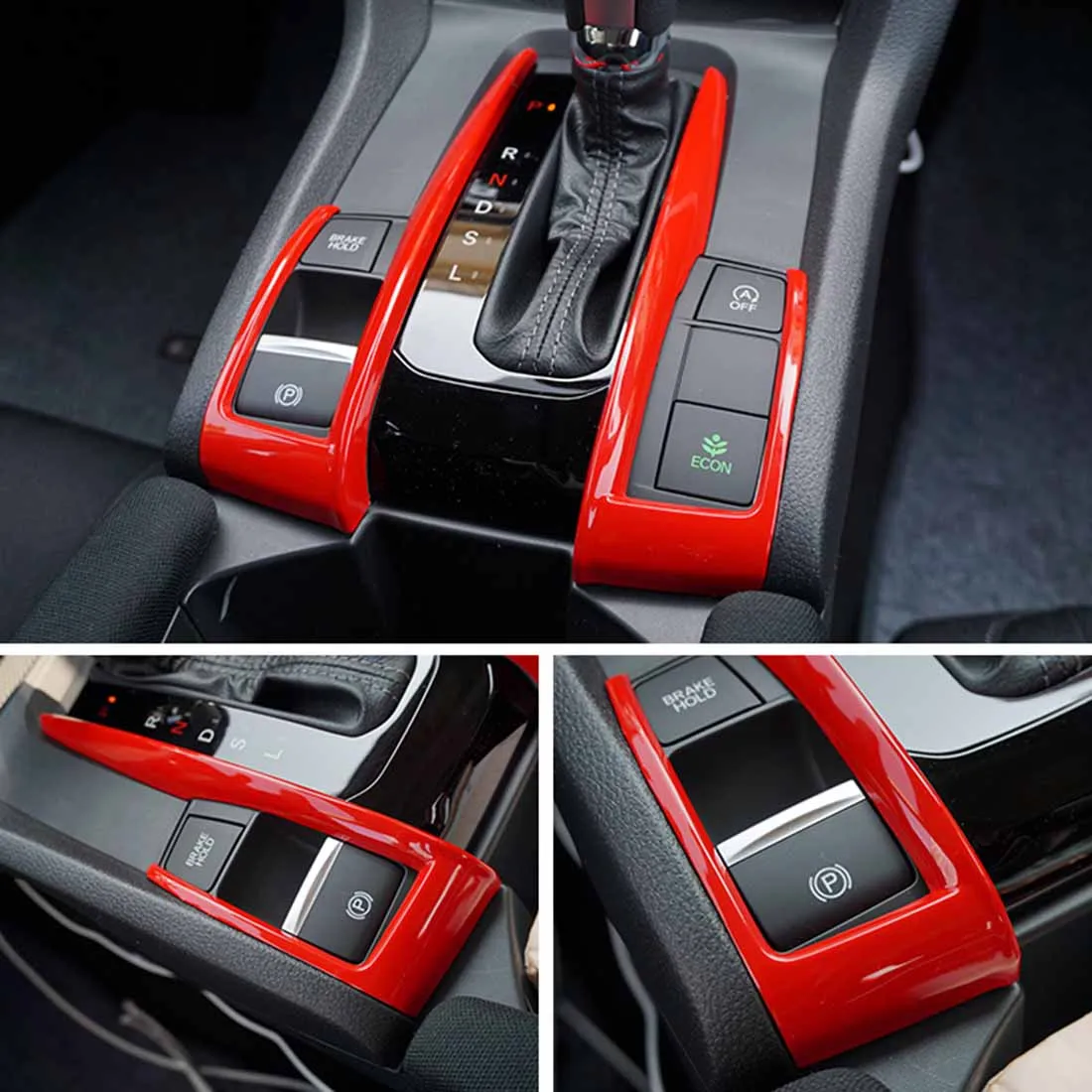 

2pc Center Control Frame Flanks Button Cover Fit For Honda Civic 2016-2019 AT