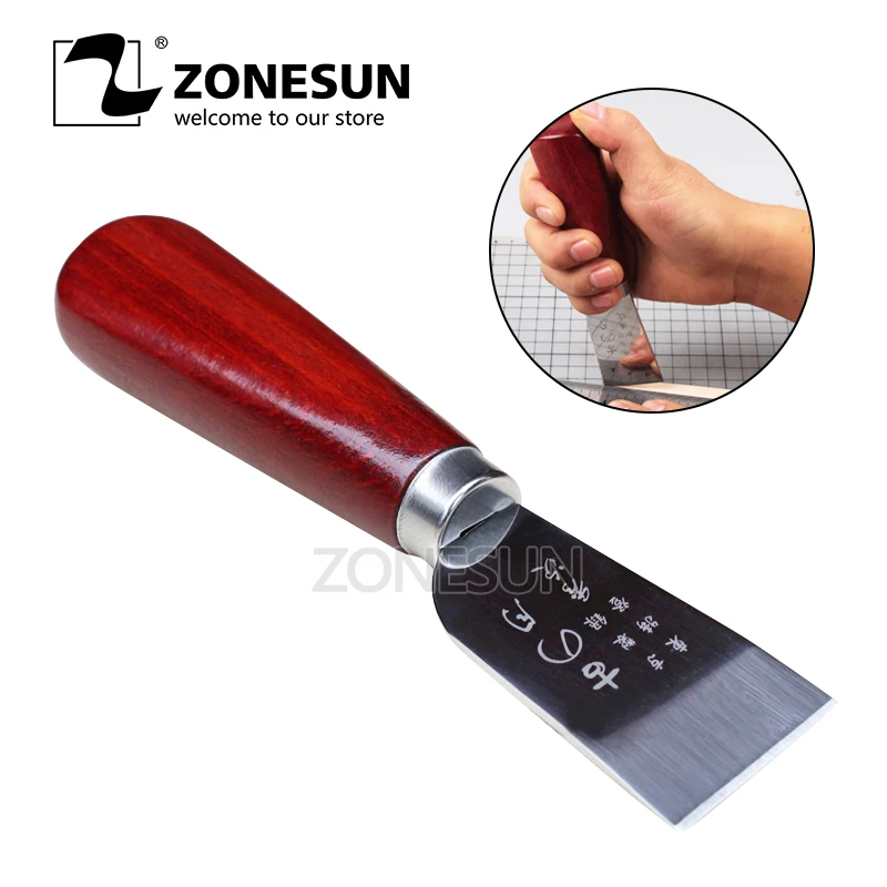 

ZONESUN Free Shipping One 1pc DIY Stainless Steel Leather Cutting Knife Leather Craft Tool with Wooden Cutter Tool Hot Sale