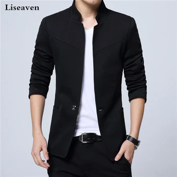 Liseaven Blazer Men Jackets Male Stand Collar Male Blazers Slim Fit Mens Blazer black Jacket Men Plus Size 5XL 1