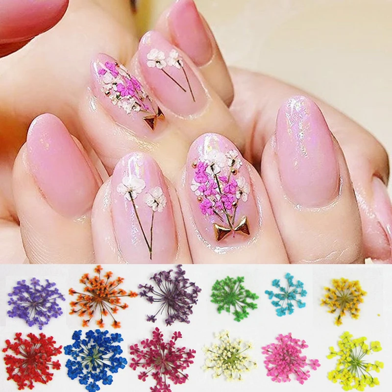 Nail Nerd Art For Nerds How To Add Flowers Nails 4 Bo Mixed Dried Flowers Nail Art Diy Preserved Flower With Heart Shaped Box Gl
