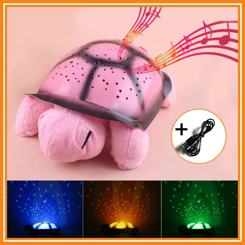 Children Toys Turtle Night Light+usb charger start for Children Music