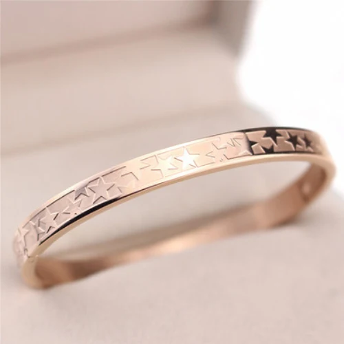 

YUN RUO Meteor Star Bangles Titanium Steel Rose Gold Color Birthday Gift Woman Man Fashion Jewelry Free Shipping Never Fade