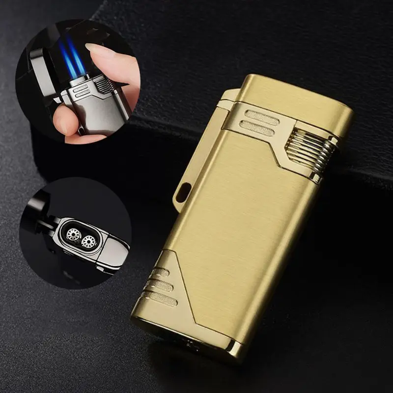 

Portable Personality Ultra-thin Metal Butane Inflatable Lighter Windproof Gas Lighter Small Spray Gun Cigar Cigarette Lighter