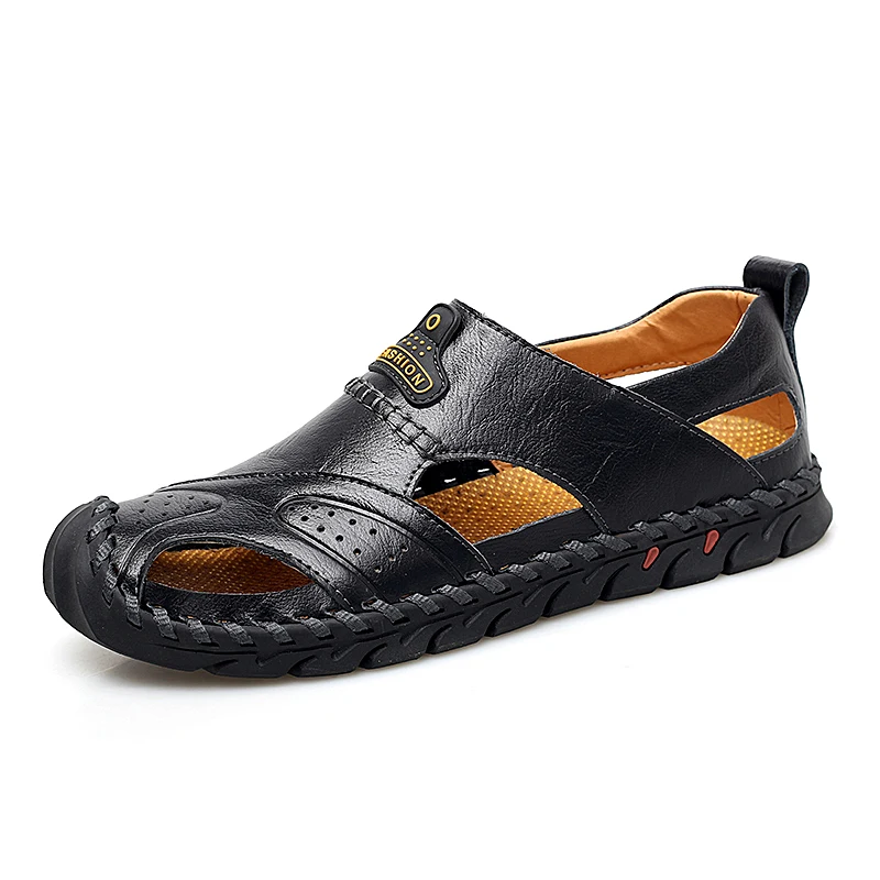 

Hole Shoes Male Sandals Genuine Leather Crocse Clogs Mens Shoes Sandalias Hombre Sandles Sandalet Summer Croc Sandali New 2019