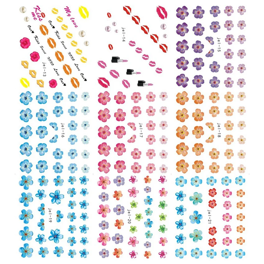 Tignish 48 листов/партия Смешанные Цветочные перьевые переводные наклейки для ногтей Переводные картинки художественные кончики украшения маникюрные стикеры на ногти