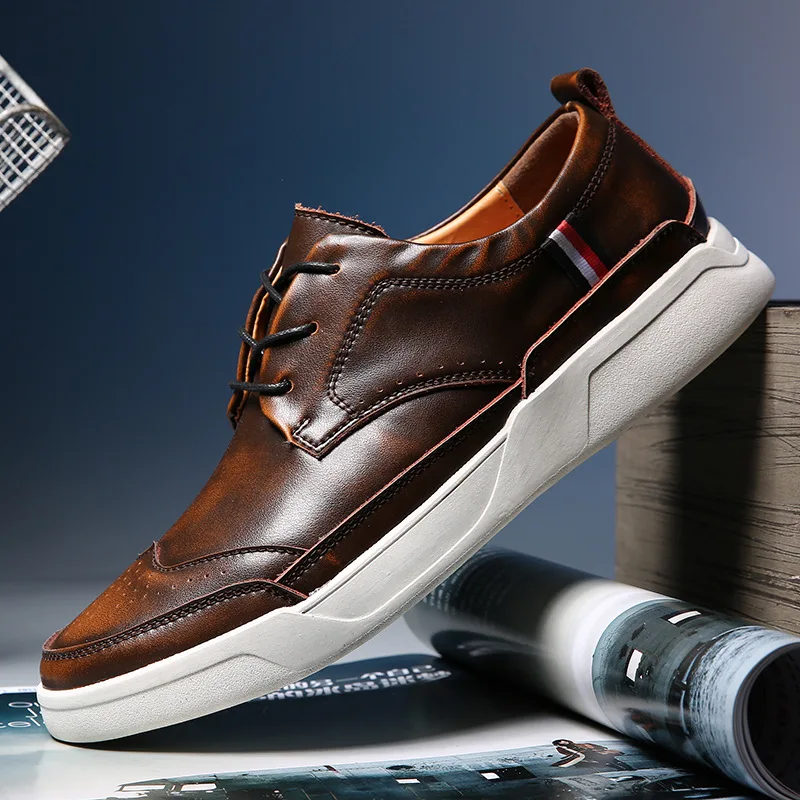 Высококачественная Мужская кожаная обувь; мужская повседневная обувь; Мужская обувь с перфорацией типа «броги»; лоферы; модные кроссовки
