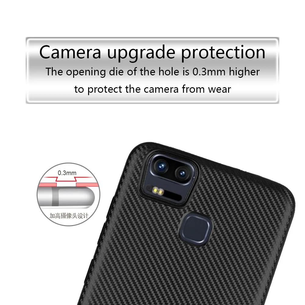 Чехол для Asus Zenfone 3 zoom ZE553KL мягкий силиконовый чехол из углеродного волокна с