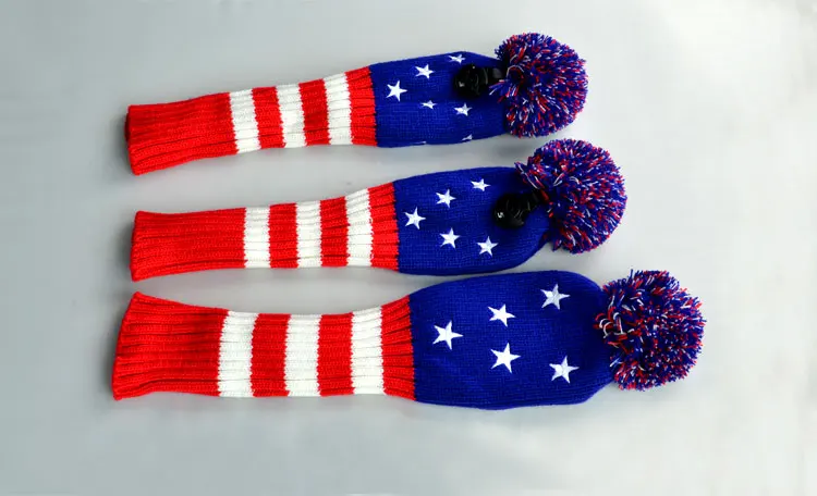 3pcs/set New 1#3#5# Knit Golf Headcover Drvier Fairway Head Cover Stars Shape Golf Headcovers with Number Tag
