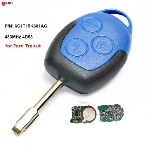 Keyecu OEM 3 кнопки 433 МГц 4D63 чип дистанционного ключа Fob для Ford Transit WM VM 2006 2007 2008 2009 2010 2011