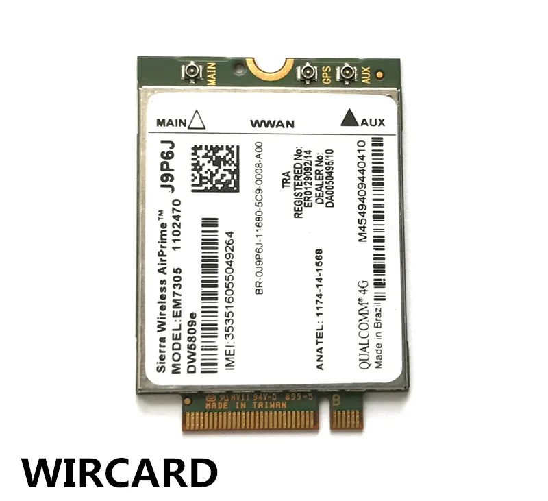 Модуль карты DW5809e J9P6J для EM7305 M.2 4G 100M LTE WWAN E7450 E7250/7250 E5550/5550 E5450/5450|3G модемы| |