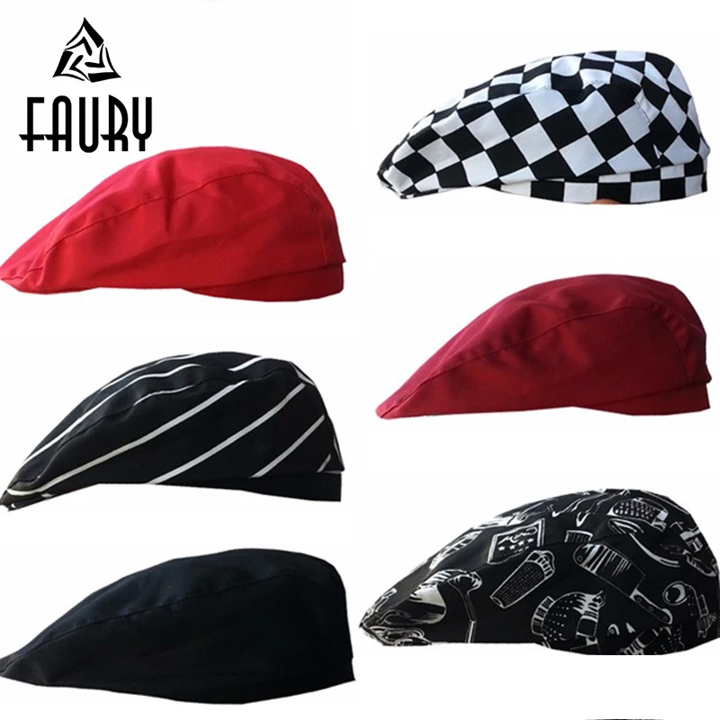 

12 Colors Striped Chef Hat Hotel Uniform Cooking Hats Catering Restaurant Hat Working Wear Hat Casual Soft Caps 56-58cm