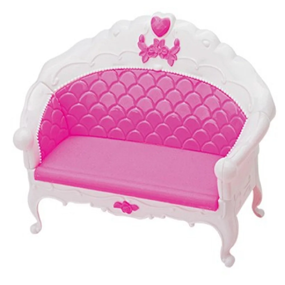 6PCS Mini Dollhouse Plastic Sofa Chair Couch Desk Lamp Miniature Living Room Furniture Accessories for Barbies Doll Toys