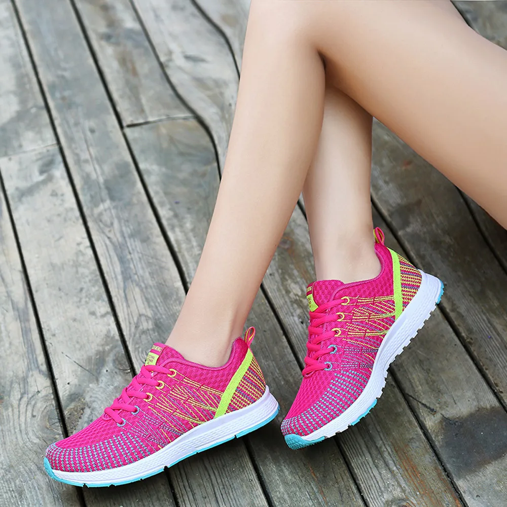 KANCOOLD, женские амортизирующие кроссовки с мягкой подошвой, дышащая сетчатая обувь для бега, модная уличная спортивная обувь на плоской подошве для фитнеса