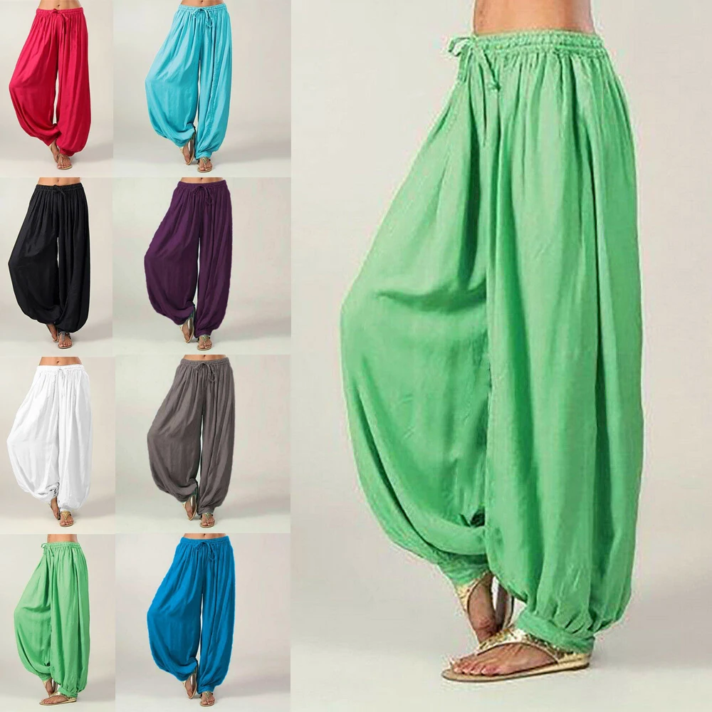 Hot Women Ali Baba Pants Aladdin Afghan Elastic Genie Hippy Jumpsuit Cotton Harem Loose Casual Ladies Trousers Dance Yoga Pants