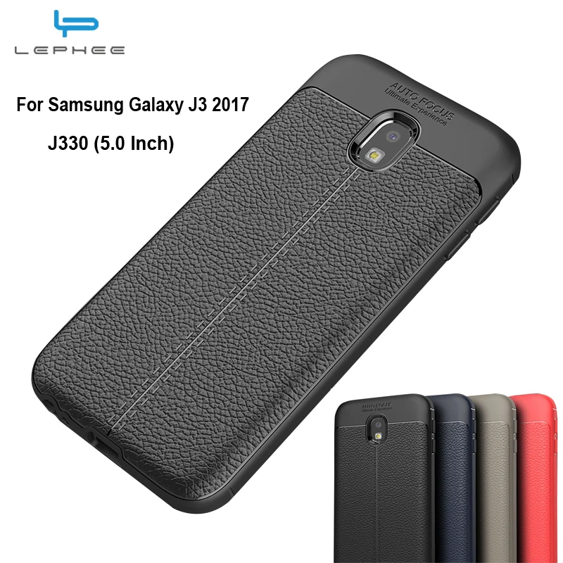 LEPHEE для samsung Galaxy J3 2017 J330 случае Роскошные ТПУ Силиконовые текстуру кожи телефон