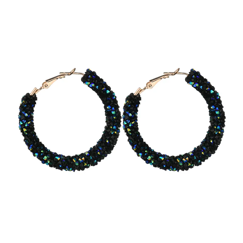 Большие серьги-кольца с кристаллами для женщин, модные серьги в стиле панк, ювелирные изделия, геометрические круглые серьги в европейском стиле