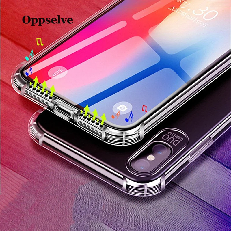 Противоударный чехол Oppselve для iPhone X 6 6S 7 8 Plus телефона XS Max XR чехлы прозрачный