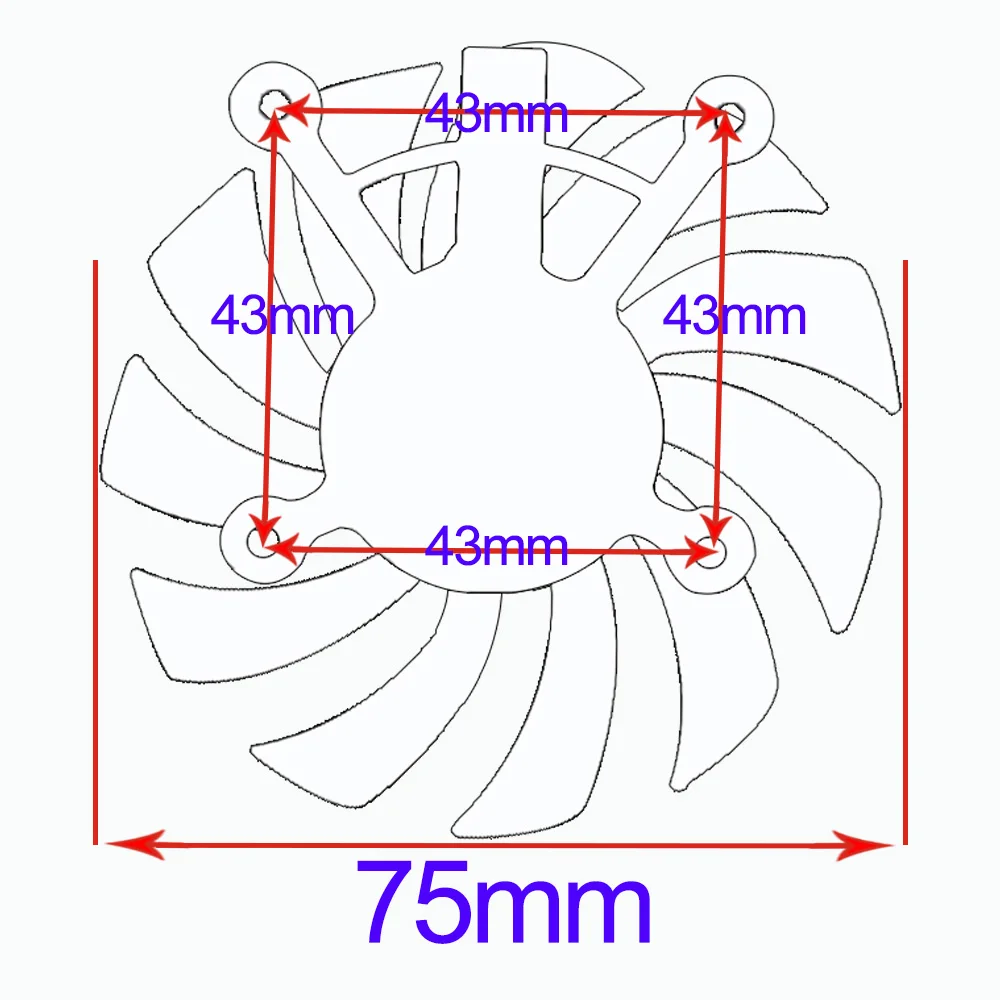 75 мм 4pin Radeon HD 7770 GTX750 охлаждающий вентилятор GPU для ASUS GTX 560Ti 650 GTX550Ti 250X Radeon HD7770 HD7850 Графика охлаждения