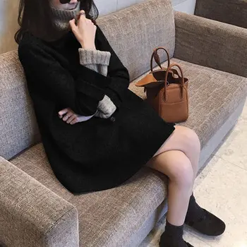 

2018 Winter Jacket 4XL Black Women Plus Size Long Coat Newly Womens Fashion Parka Clothes Vintage Overcoat Maomaokong Kawaii