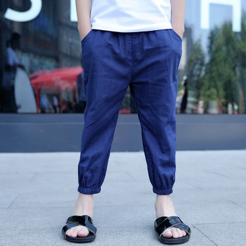 Baby Boys and childrens jeHaroun pants clothes In the summer Loose thin section Boys kids fashion Pure color 7 minutes of pants Clothing (19)