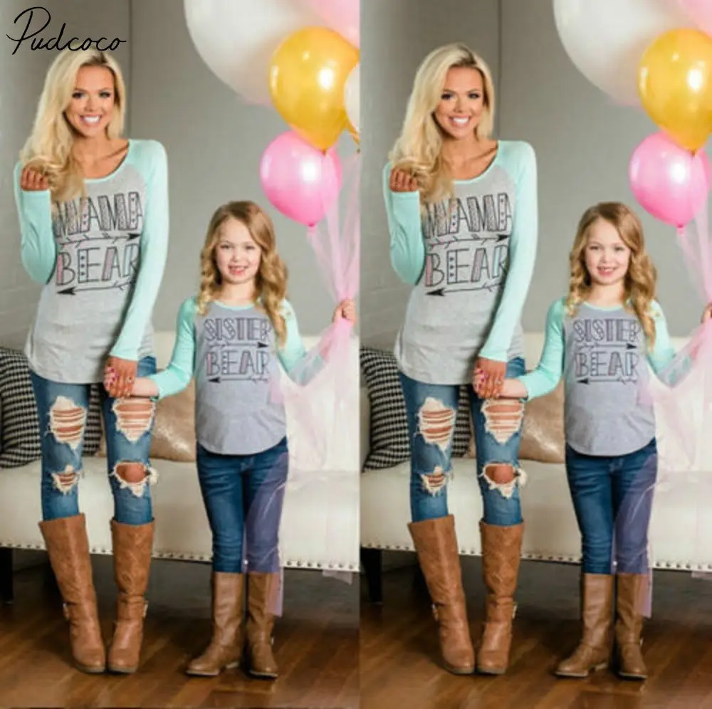 

Family Matching Outfits Mother Daughter Women Girls Sister Top T-shirt Clothes