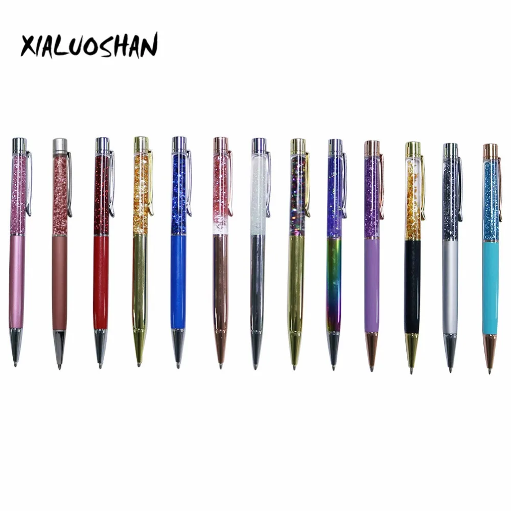 

Gradient ball-point pen upper barrel with crystal powder or gold paper glitter liquid floating pen Office Student Writing pen
