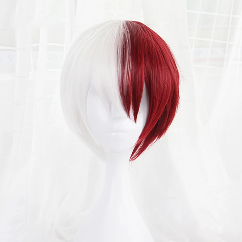 Мой герой Boku no Hiro Akademia шото Тодороки Shouto белый и красный косплей парик +