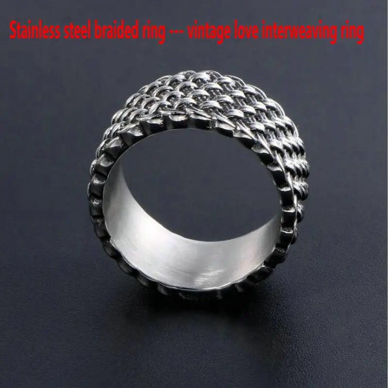 Best Men #039;s stainless steel ring Titanium steel braided ring Personalized love interweaving ring