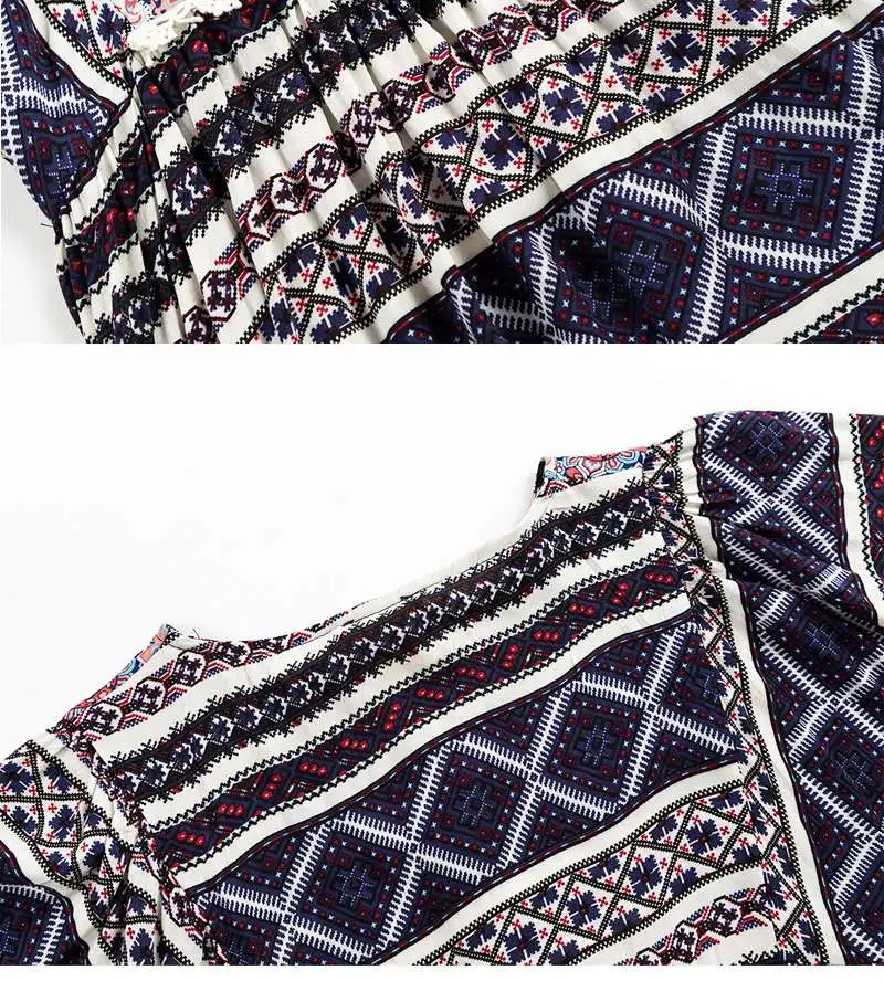 Printed Peasant Dress G5014-7