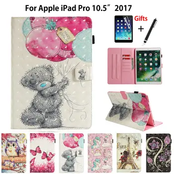 

For iPad Air 10.5 2019 Case For Apple iPad Pro 10.5'' 2017 Cover Funda Tablet Silicone PU Leather 3D Painted Stand Shell +gift