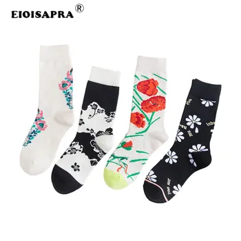 

Fashion New Product Autumn Winter Casual Hip Hop Personality Popular Logo Harajuku Pattern Flower Funny Socks Women Creative Sox