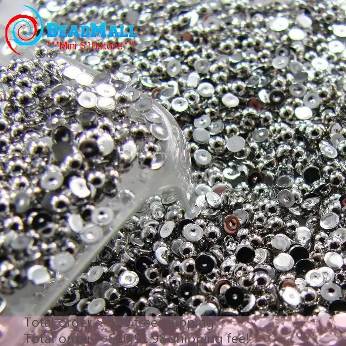 

Silver Color Half Round Flatback Pearls Beads Many Sizes for choice loose imitation ABS pearl beads DIY Nail Phone shoes