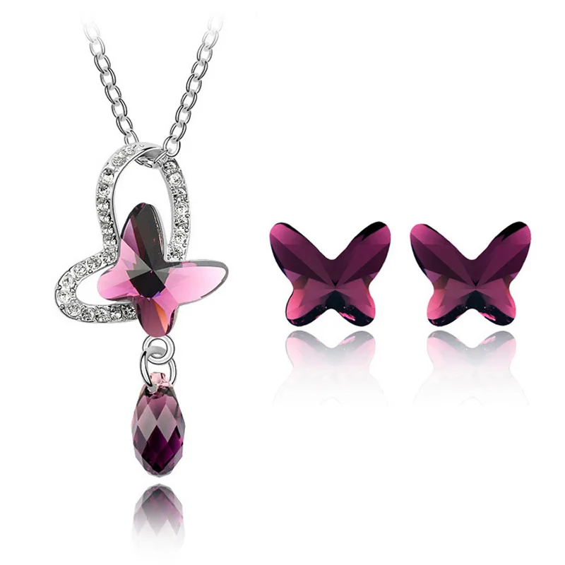 Crystal from Swarovski Sweet Butterfly Jewelry Set Made with Swarovski