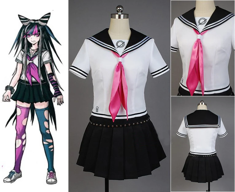 Супер DanganRonpa Ибуки Mioda Косплей Костюм Платье Униформа костюм Хэллоуин