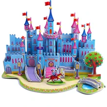 Children's 3D DIY Puzzle Jigsaw Paper Baby toy Kid Early learning Castle Construction pattern gift  Board Game Educational toys